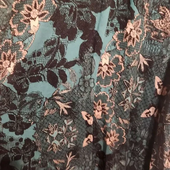 Anthropologie Maeve Black and Teal Floral Butterfly Swing Dress Small - Picture 6 of 6